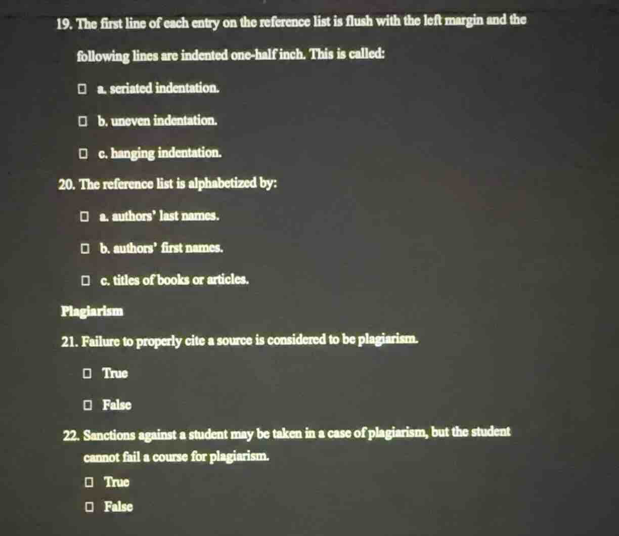 19. the first line of each entry on the reference list is flush with th…