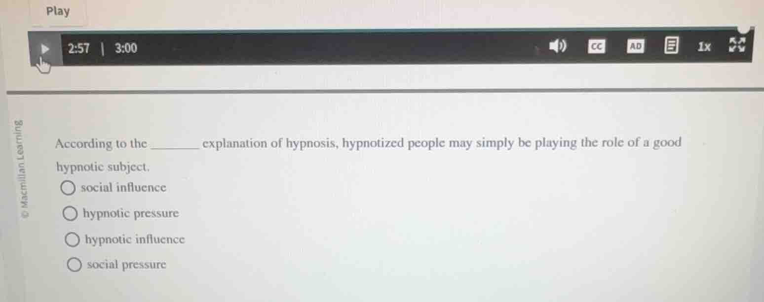 according to the ______ explanation of hypnosis, hypnotized people may …