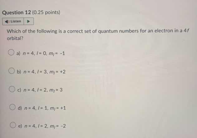 question 12 (0.25 points) listen which of the following is a correct se…