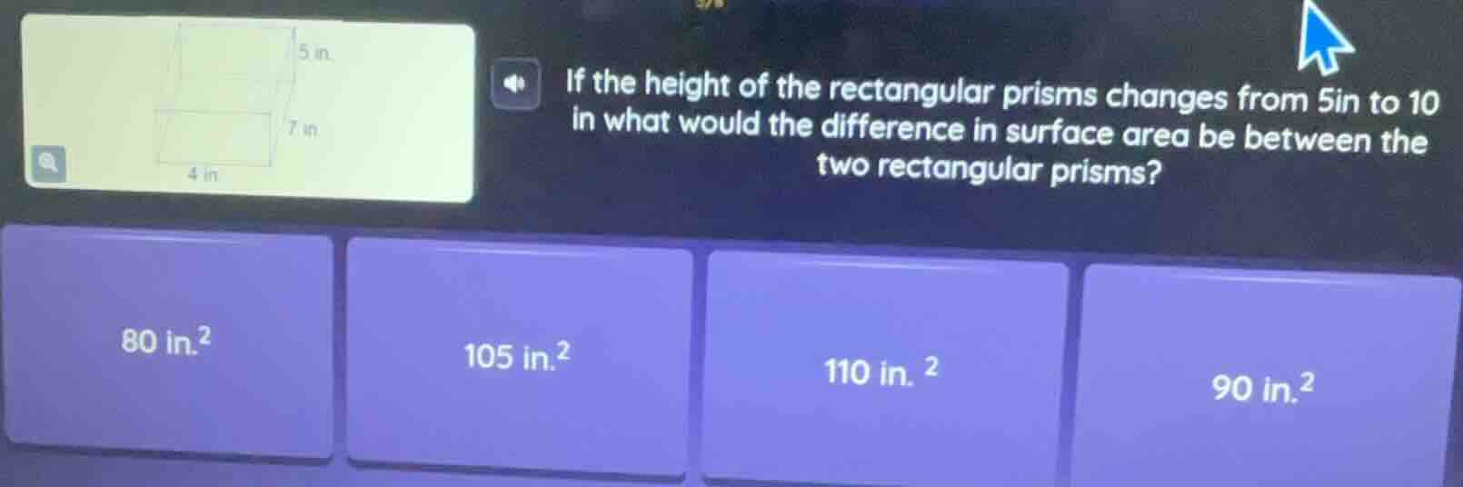 if the height of the rectangular prisms changes from 5in to 10 in what …