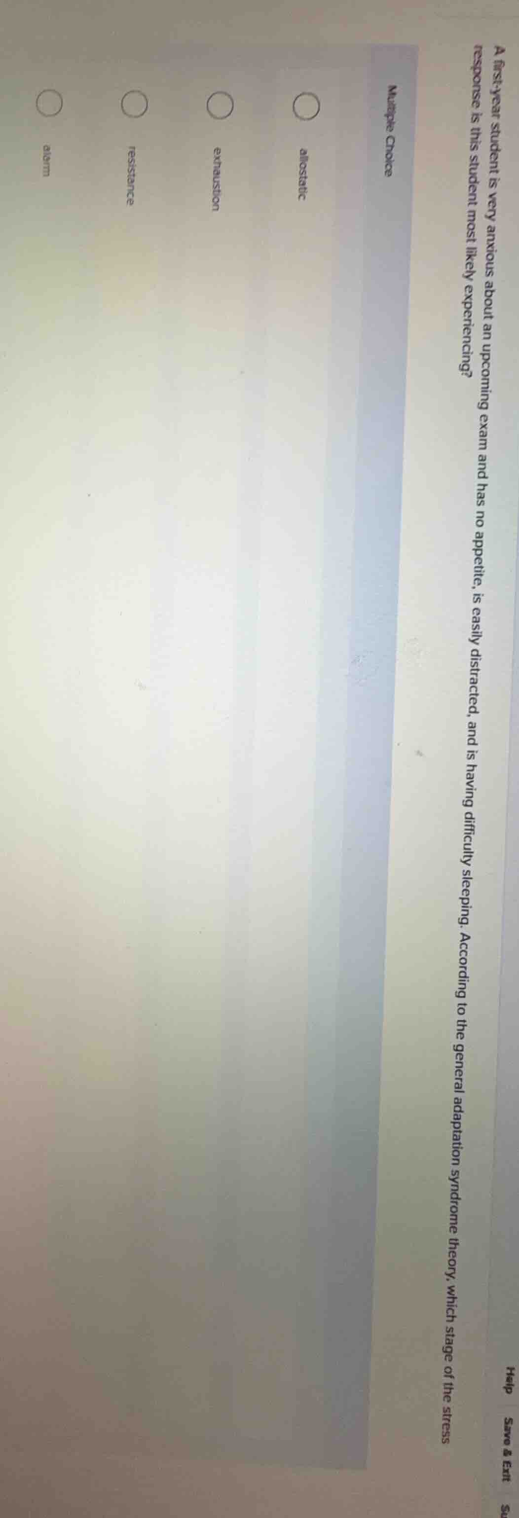 a first - year student is very anxious about an upcoming exam and has n…