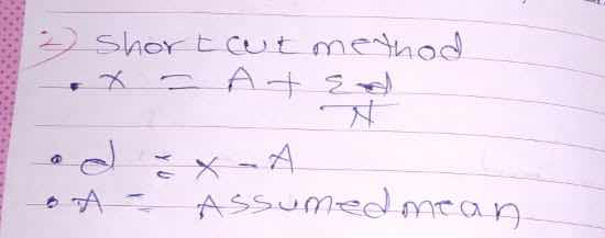 3) shortcut method - ( x = a + \frac{sum d}{n} ) - ( d = x - a ) - ( a …