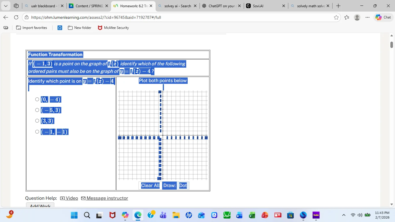 function transformation if ((-1, 3)) is a point on the graph of (f(x)),…