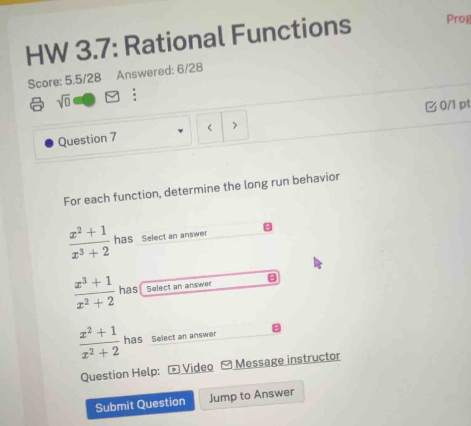 hw 3.7: rational functions score: 5.5/28 answered: 6/28 question 7 for …