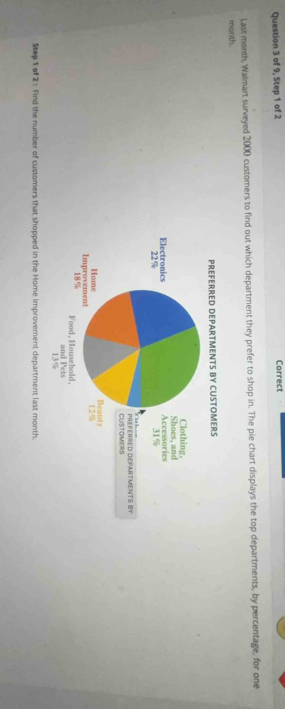 question 3 of 9, step 1 of 2 last month, walmart surveyed 2000 customer…