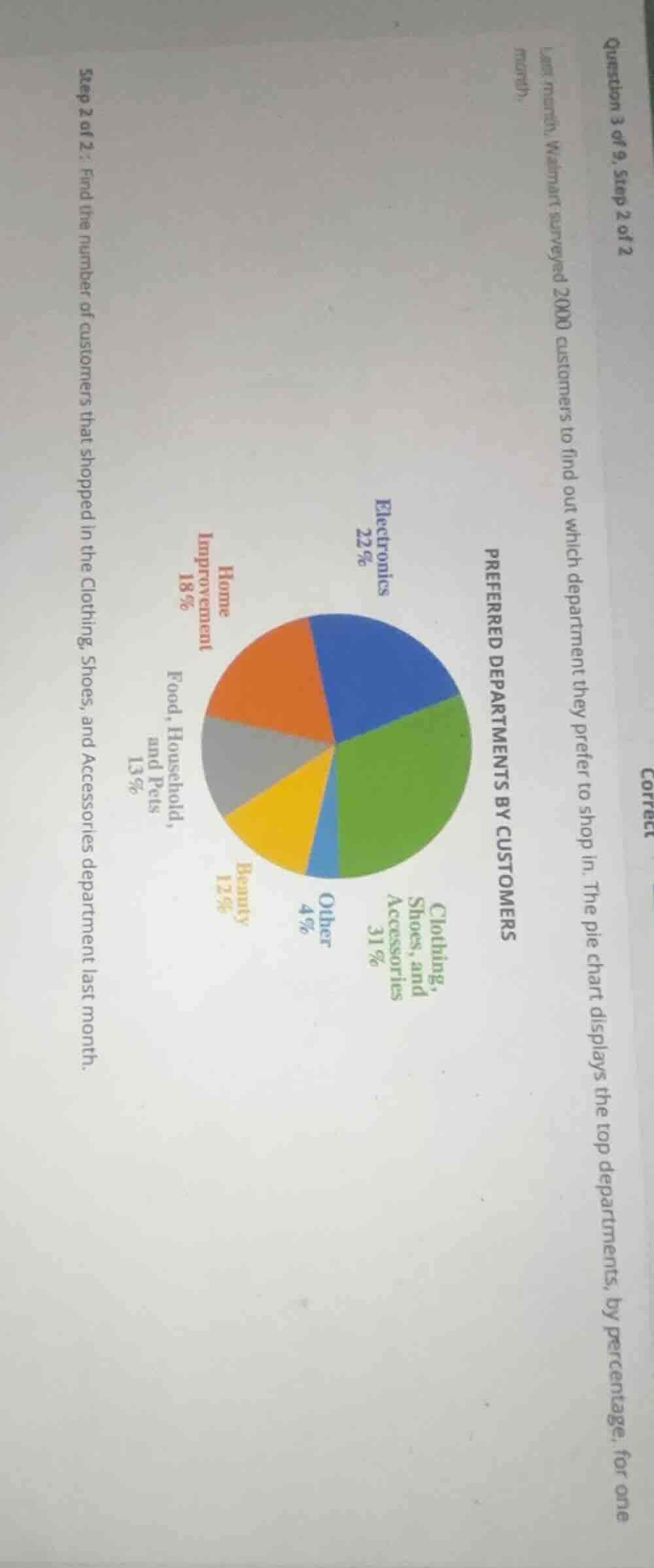 question 3 of 9, step 2 of 2 last month, walmart surveyed 2000 customer…