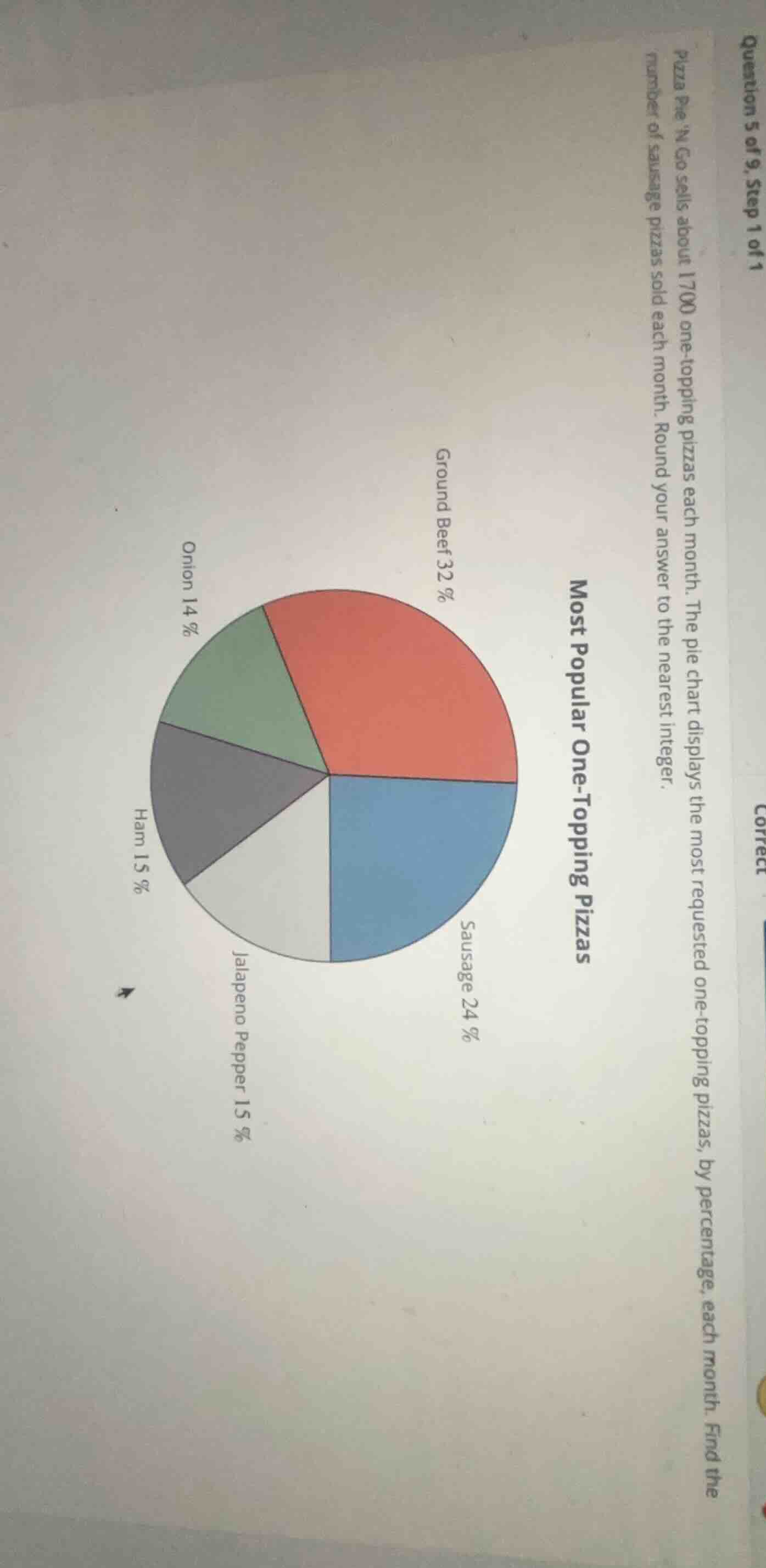 question 5 of 9, step 1 of 1 pizza pie n go sells about 1700 one - topp…