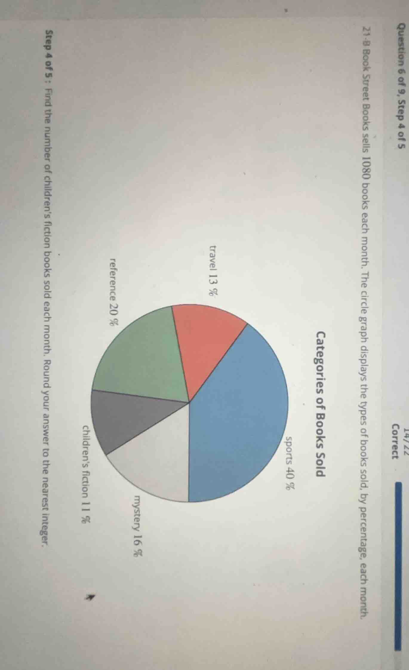 question 6 of 9, step 4 of 5 21-b book street books sells 1080 books ea…
