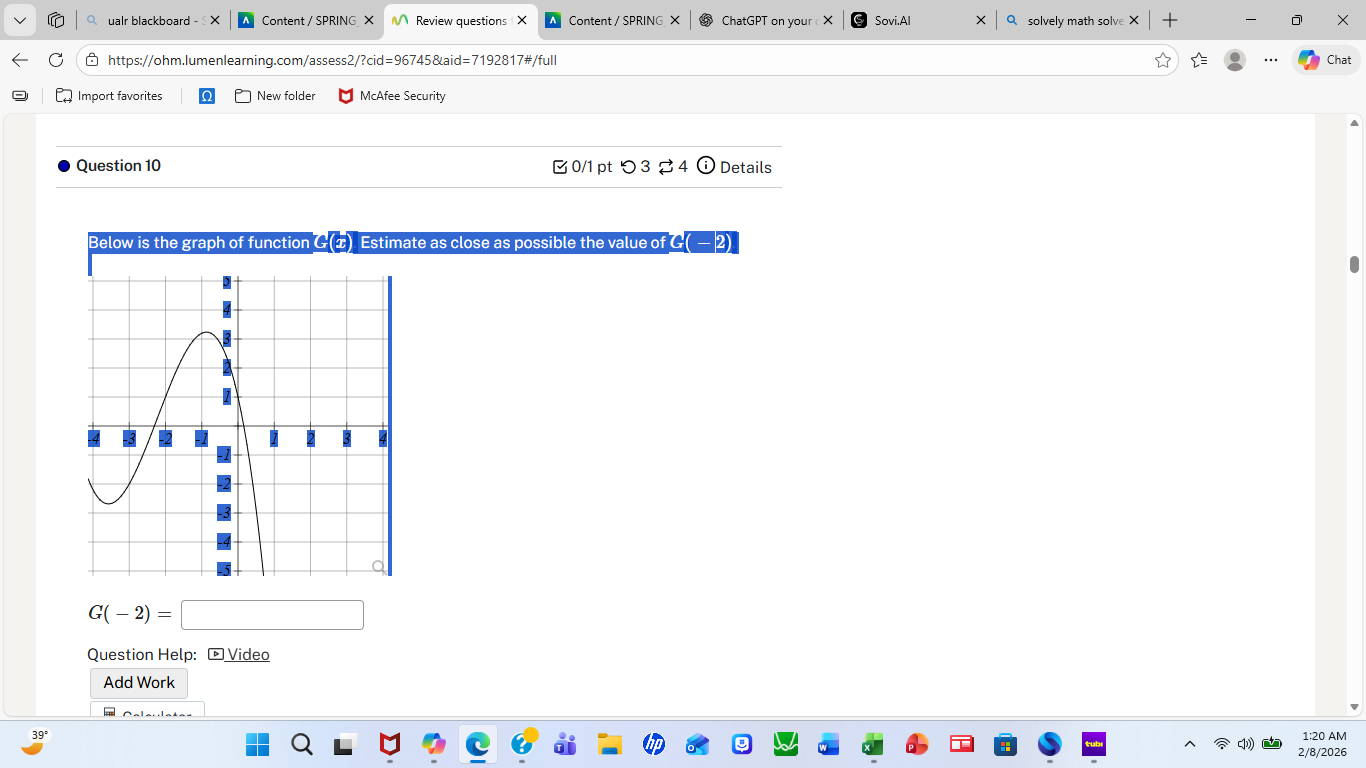 below is the graph of function ( g(x) ). estimate as close as possible …