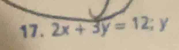 17. 2x + 3y = 12; y