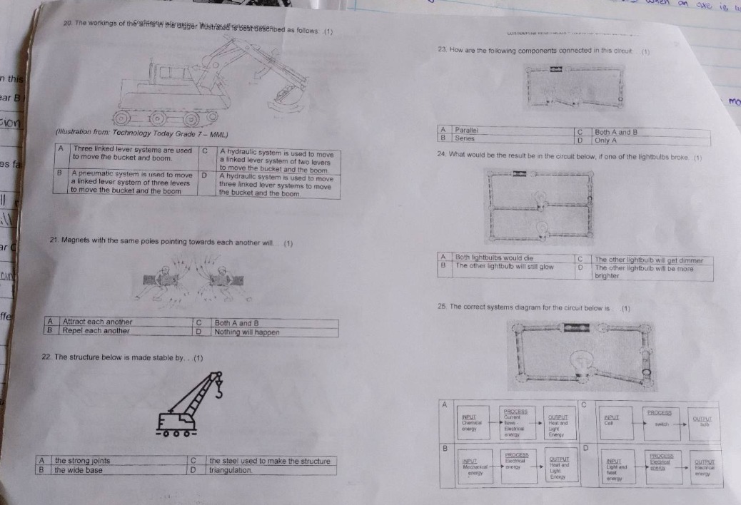 20. the workings of a digger (excavator) bucket is described as follows…