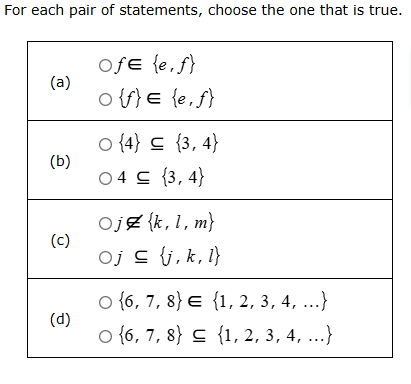 for each pair of statements, choose the one that is true. (a) \\(\\circ…