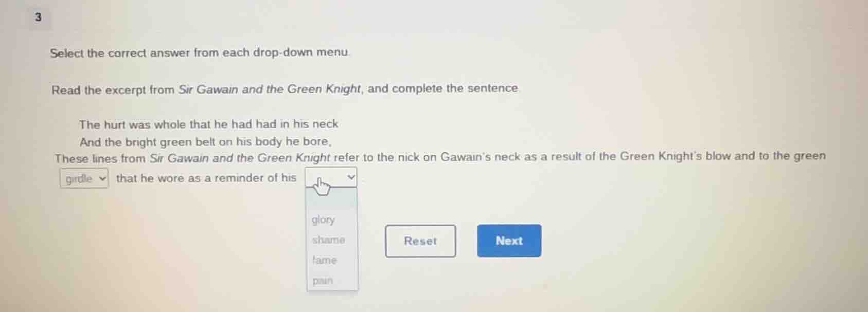 3 select the correct answer from each drop - down menu. read the excerp…