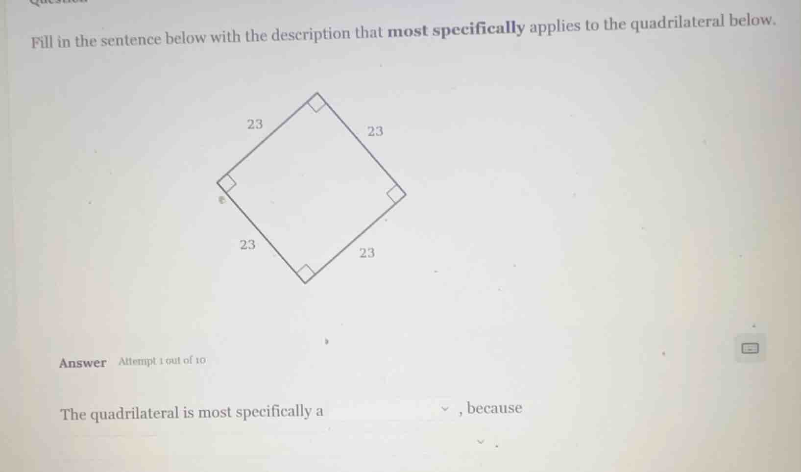 fill in the sentence below with the description that most specifically …