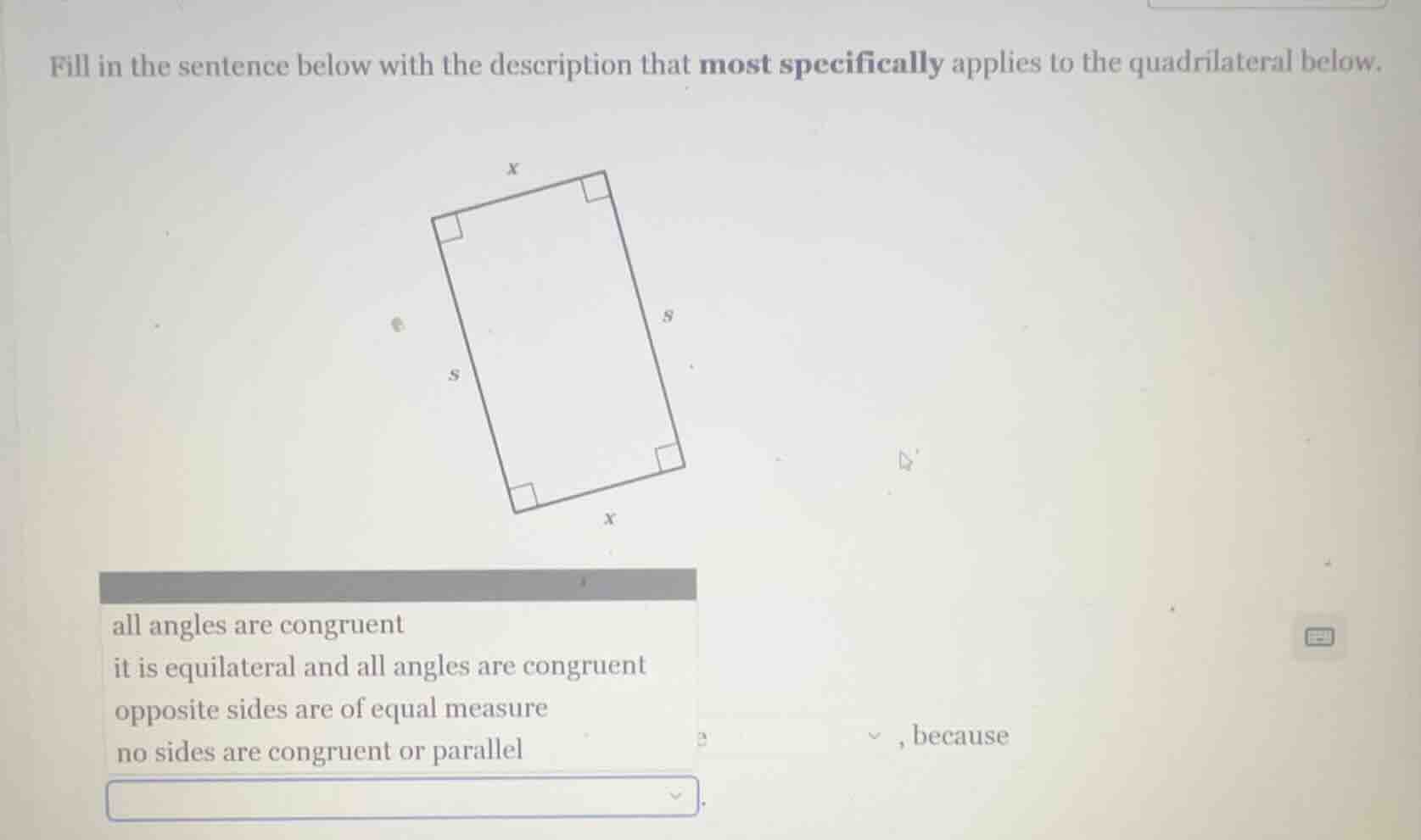 fill in the sentence below with the description that most specifically …