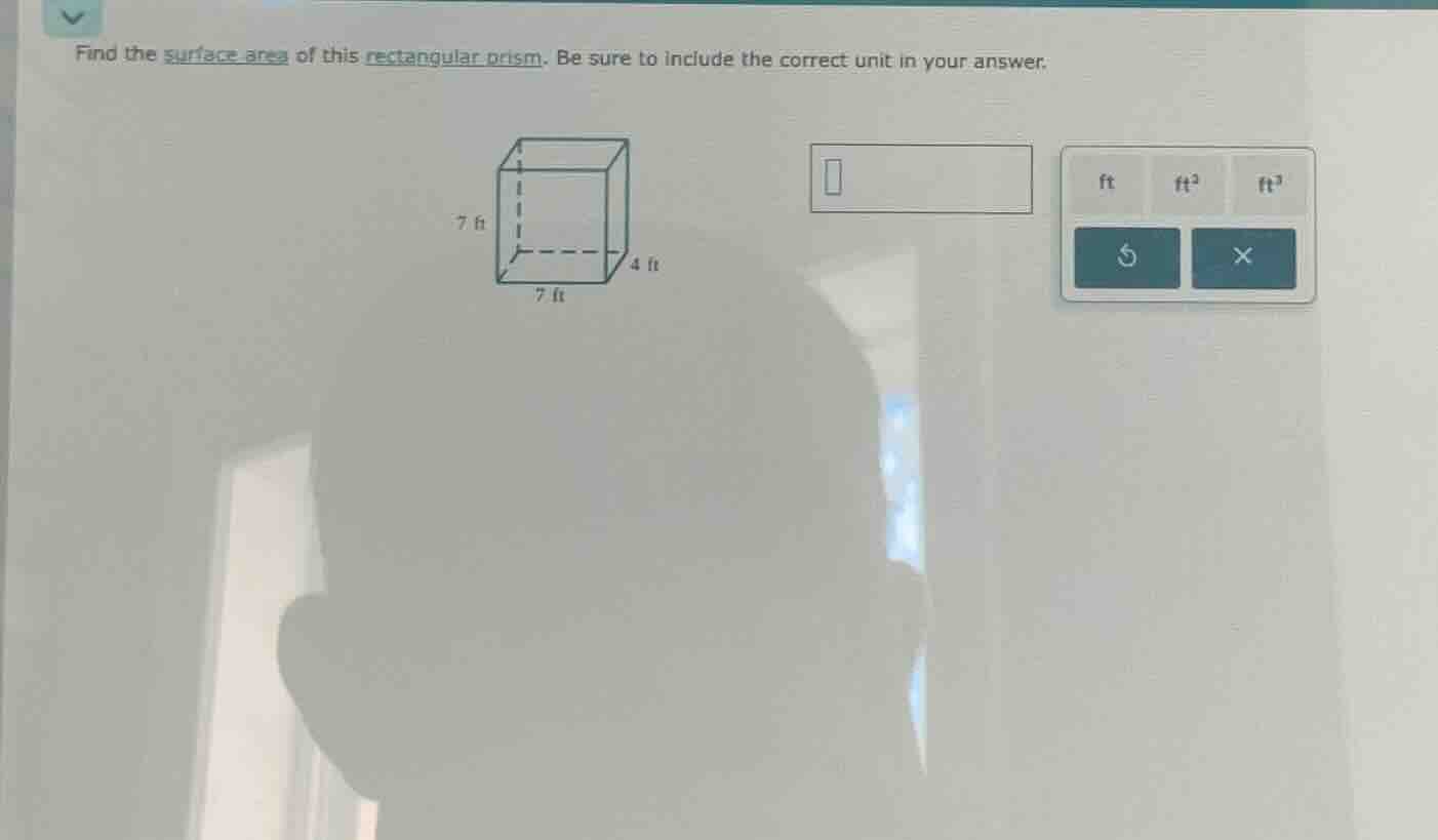 find the surface area of this rectangular prism. be sure to include the…