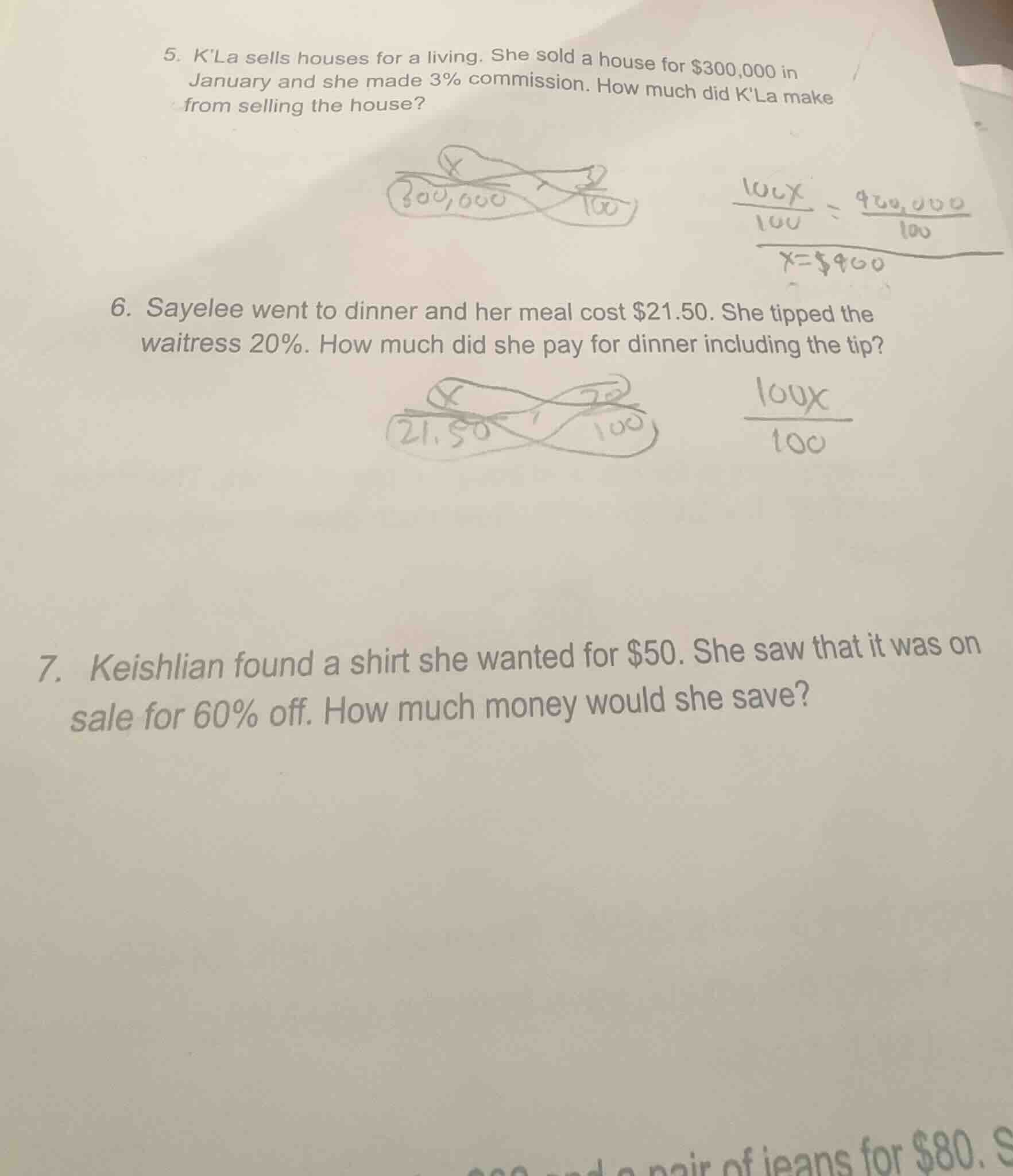 5. kla sells houses for a living. she sold a house for $300,000 in janu…