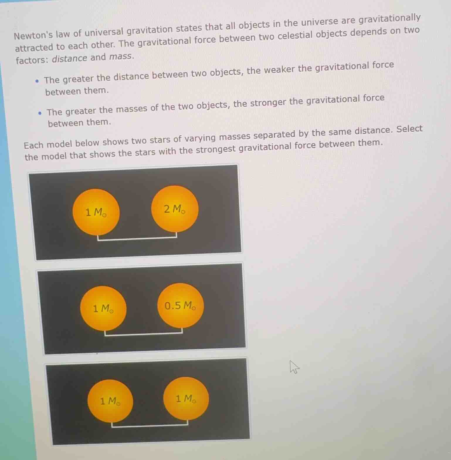 newtons law of universal gravitation states that all objects in the uni…