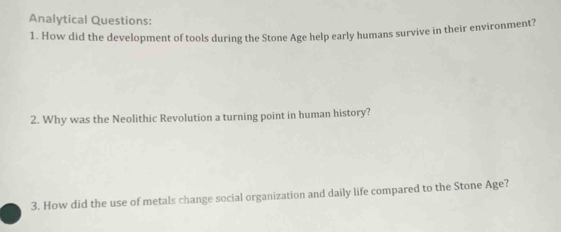 analytical questions: 1. how did the development of tools during the st…