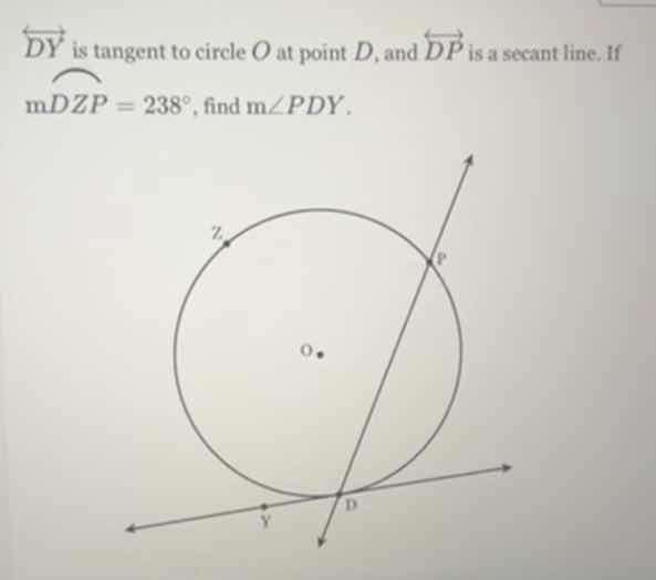 $\\overleftrightarrow{dy}$ is tangent to circle $o$ at point $d$, and $…