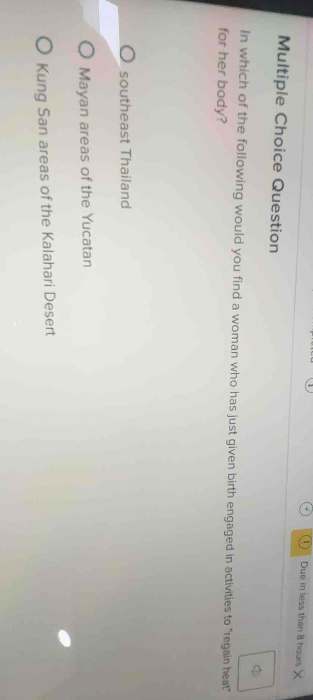 multiple choice question in which of the following would you find a wom…