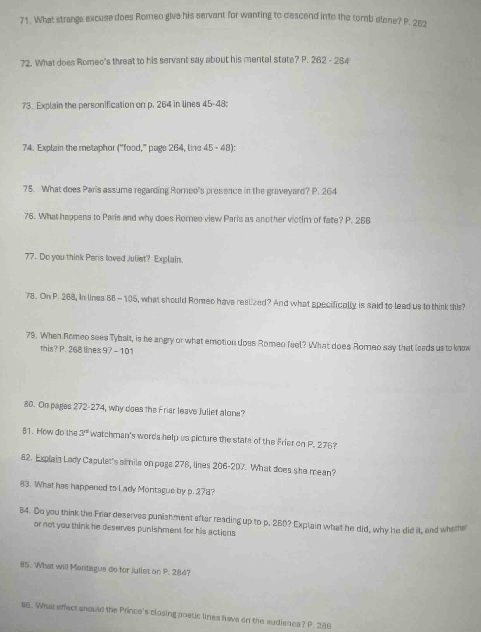 71. what strange excuse does romeo give his servant for wanting to desc…