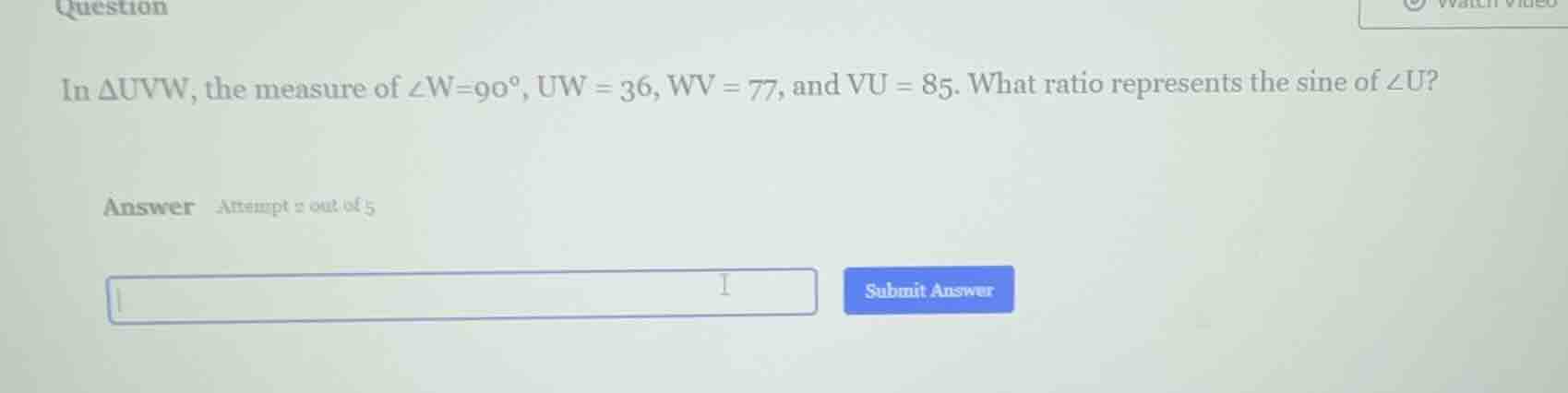 in $\\triangle uvw$, the measure of $\\angle w = 90^\\circ$, $uw = 36$,…