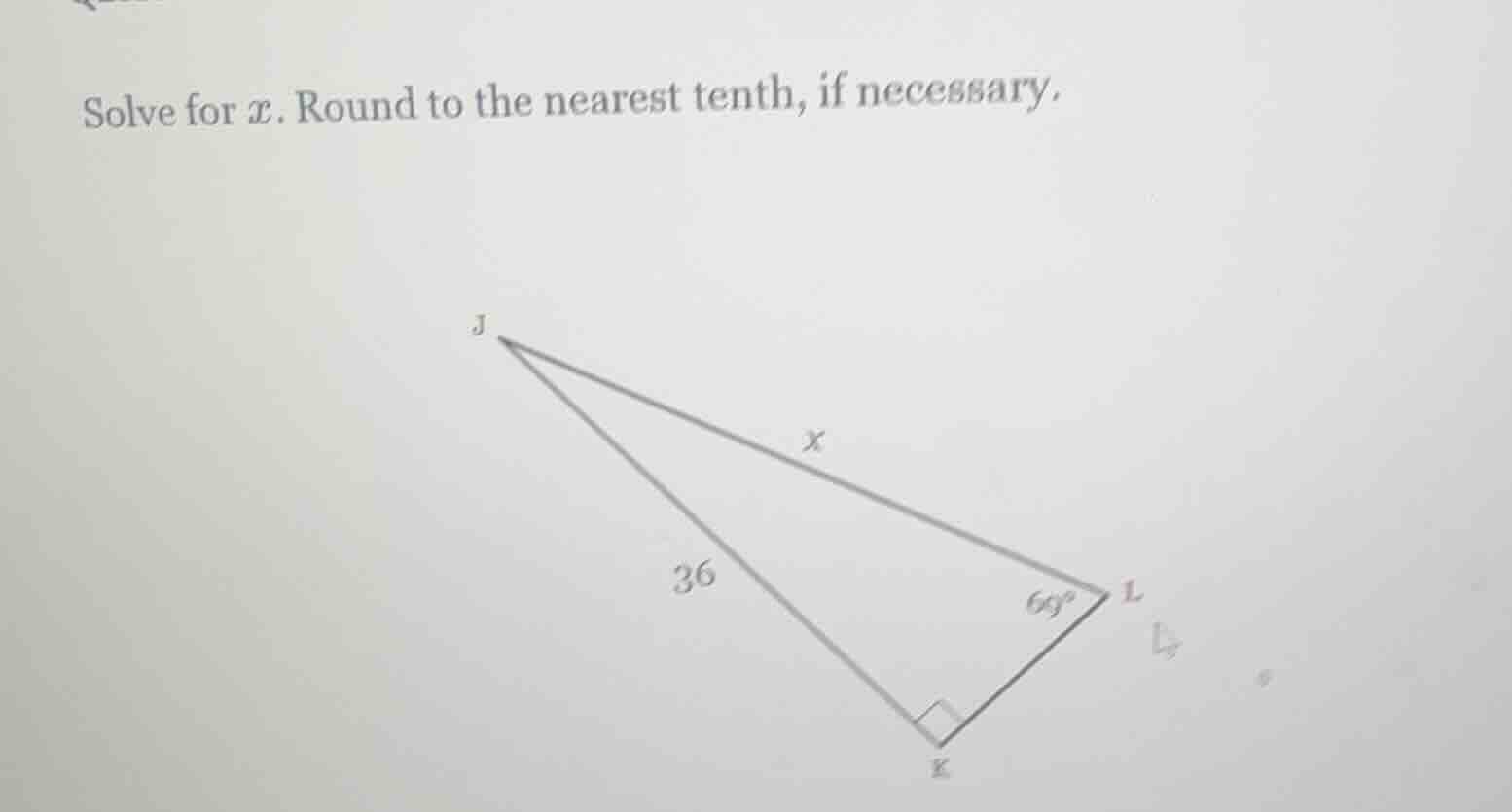 solve for ( x ). round to the nearest tenth, if necessary.