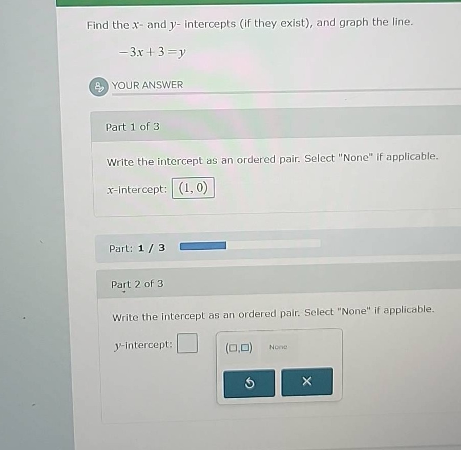 find the x- and y- intercepts (if they exist), and graph the line.\\(-3…