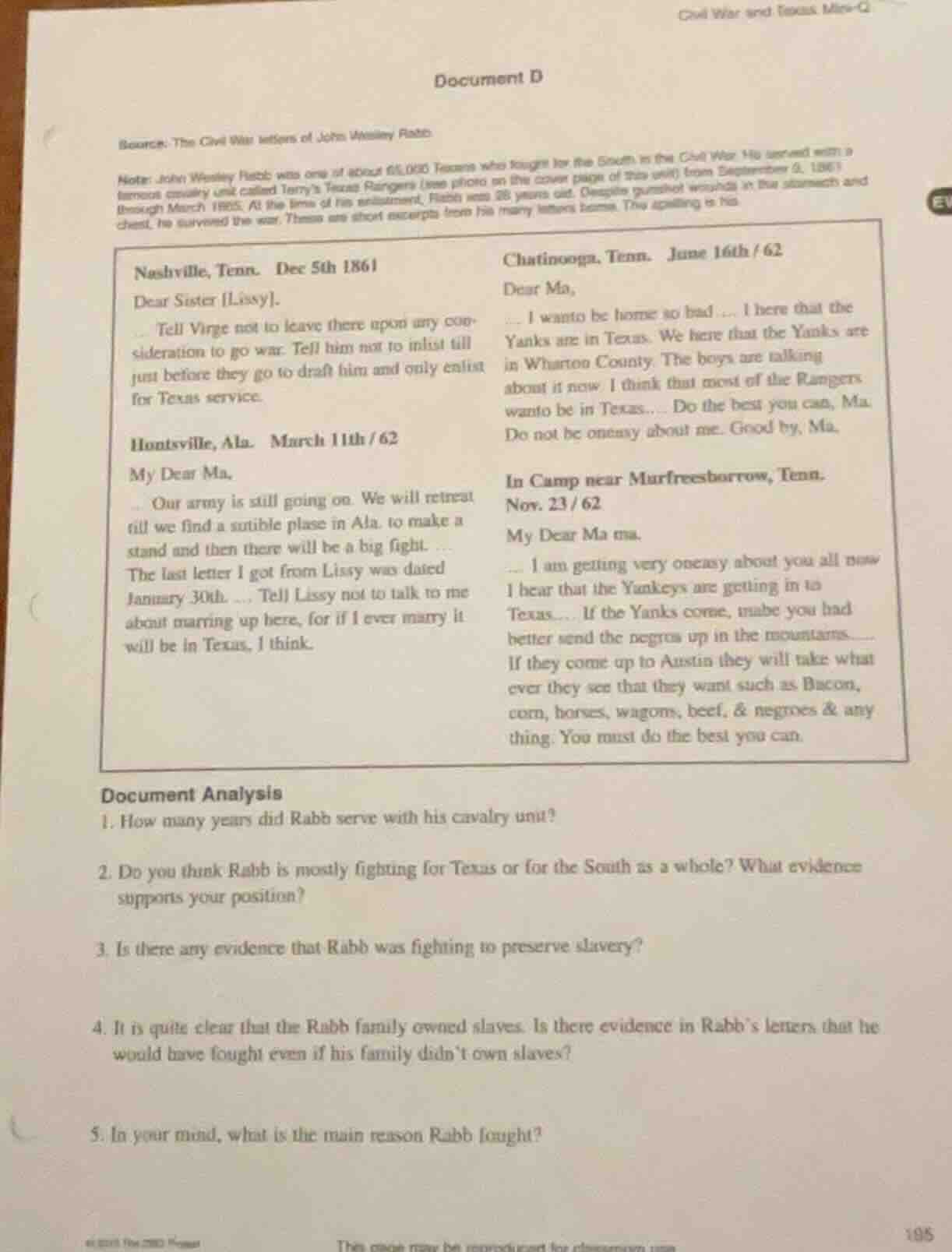 document d source: the civil war letters of john wesley rabb note: john…