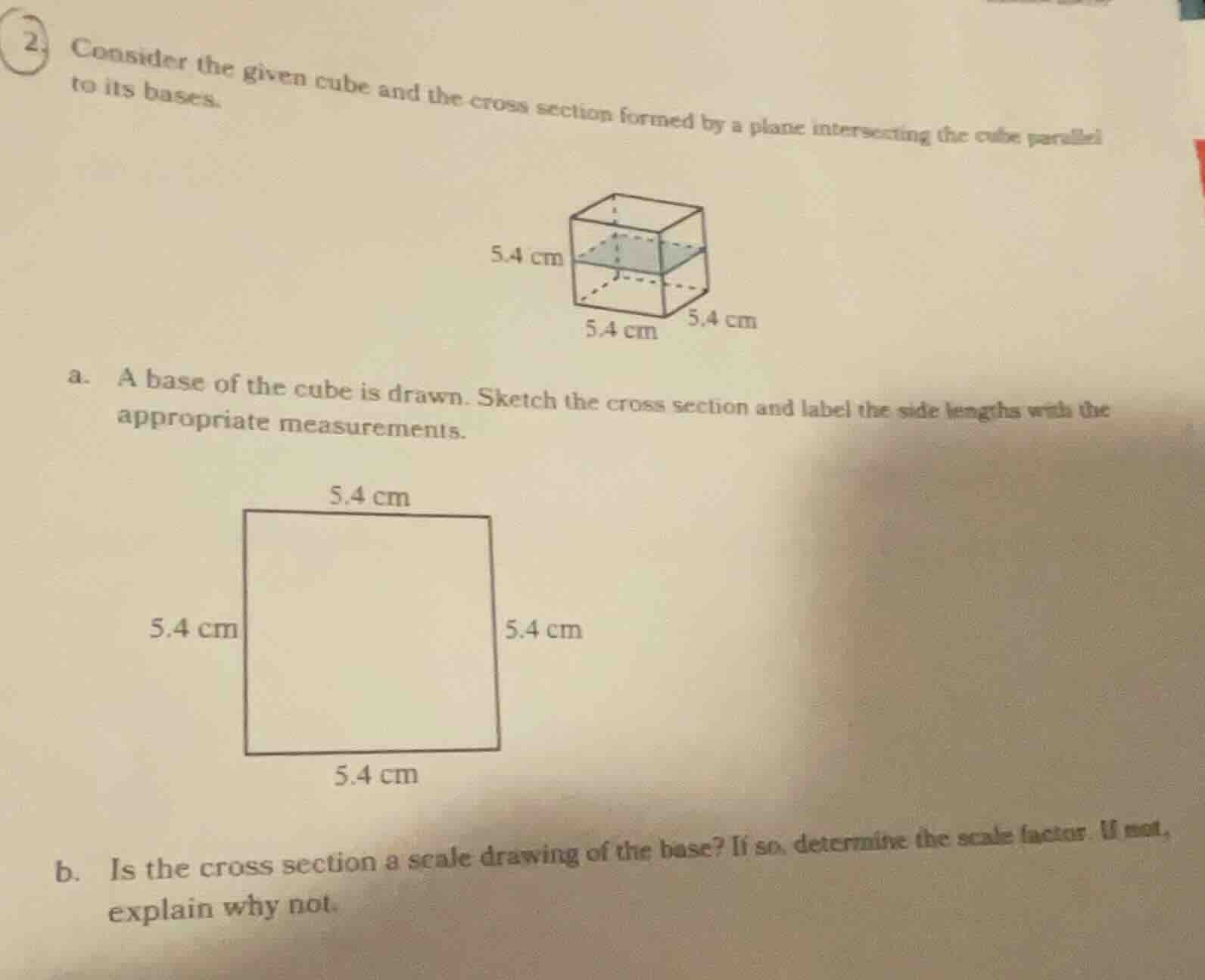 2. consider the given cube and the cross section formed by a plane inte…