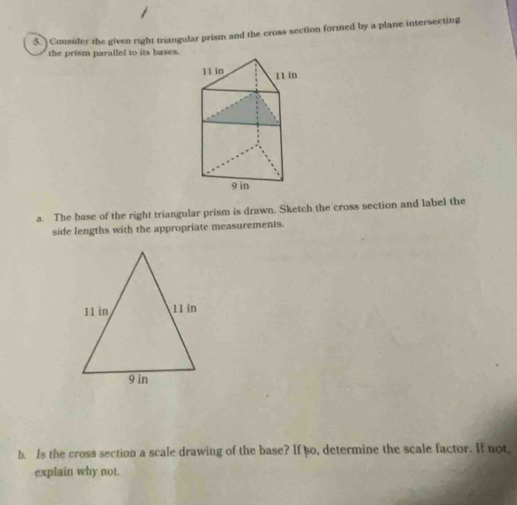 3. consider the given right triangular prism and the cross section form…