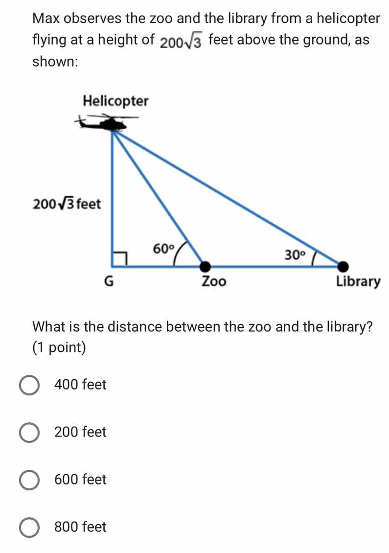 max observes the zoo and the library from a helicopter flying at a heig…