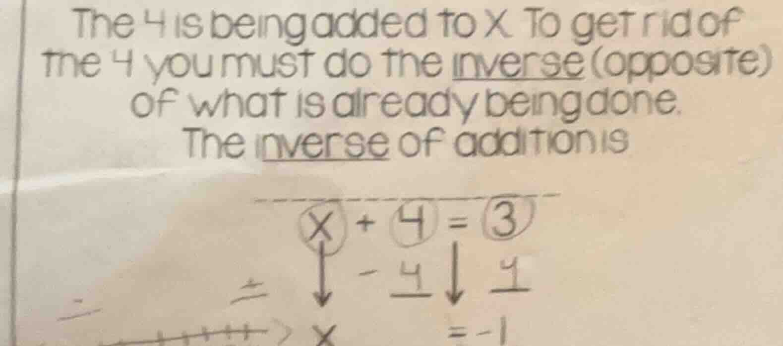 the 4 is being added to x. to get rid of the 4 you must do the inverse …