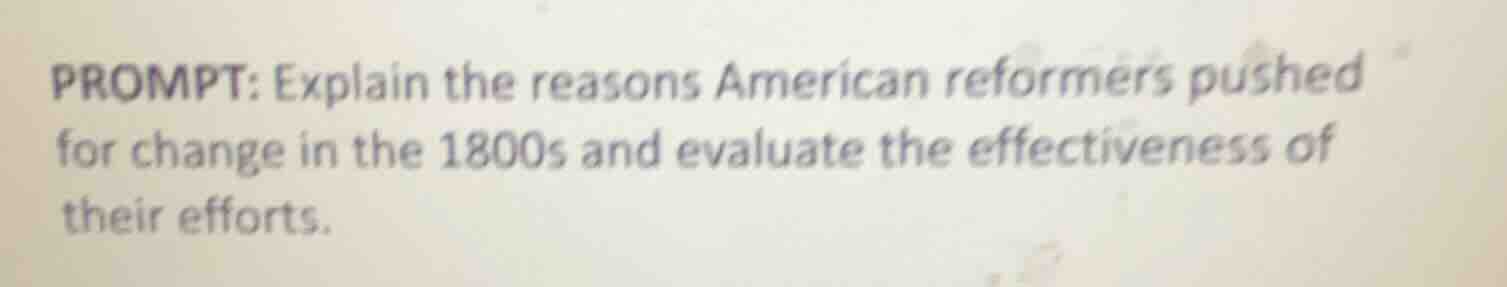 prompt: explain the reasons american reformers pushed for change in the…