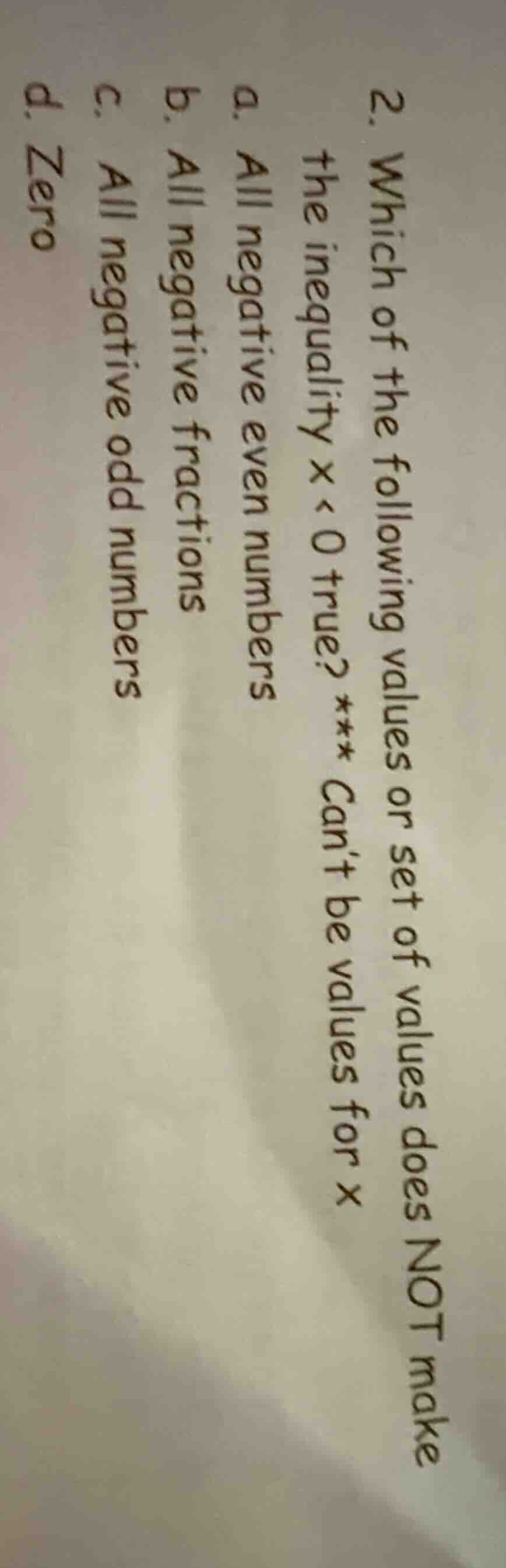 2. which of the following values or set of values does not make the ine…