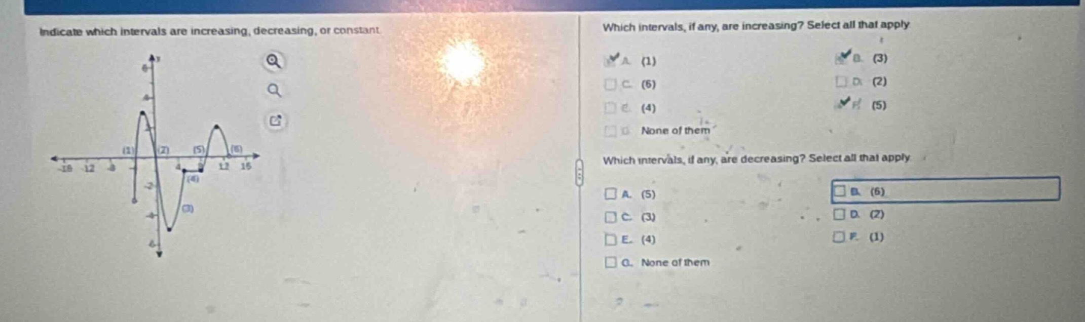 indicate which intervals are increasing, decreasing, or constant. which…