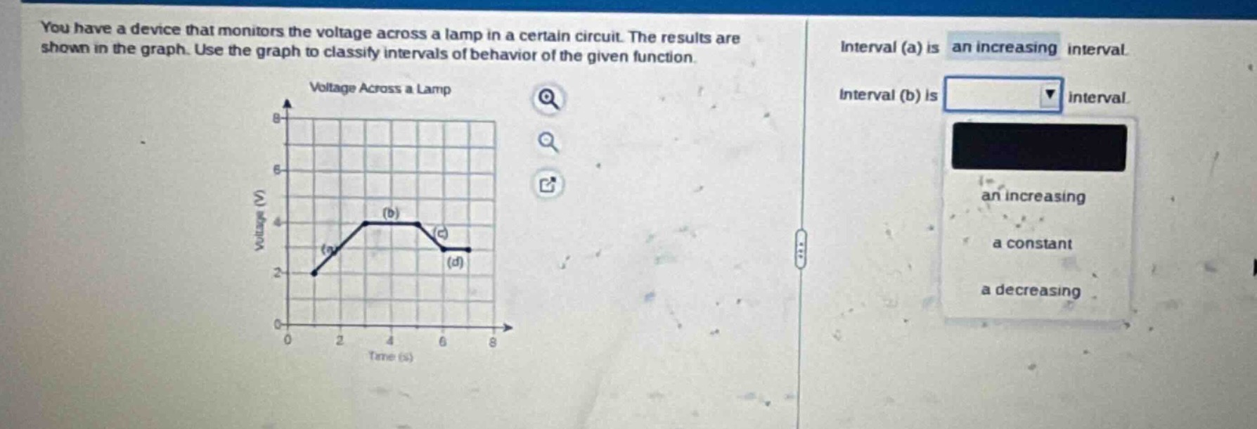 you have a device that monitors the voltage across a lamp in a certain …