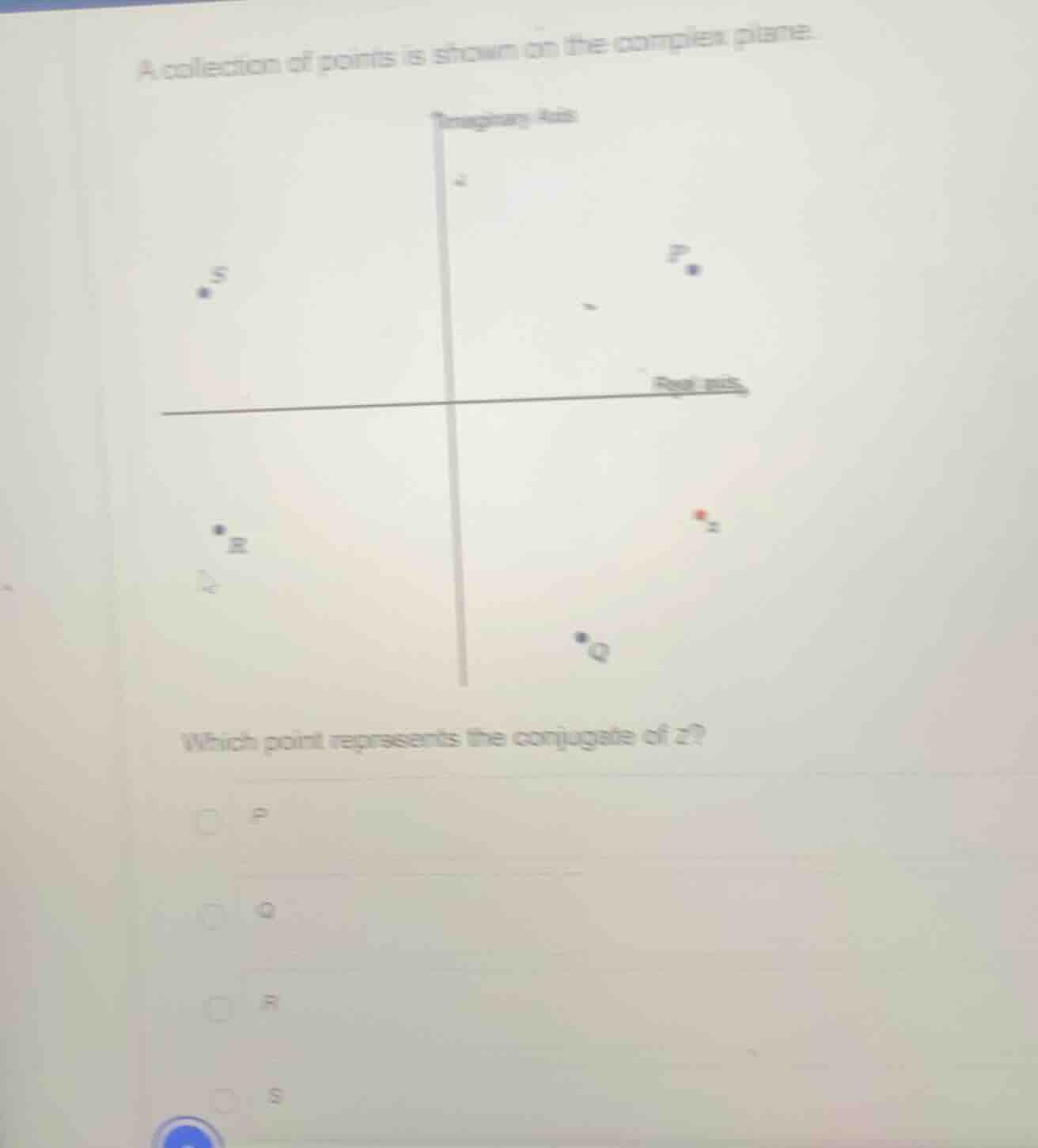 a collection of points is shown on the complex plane. which point repre…