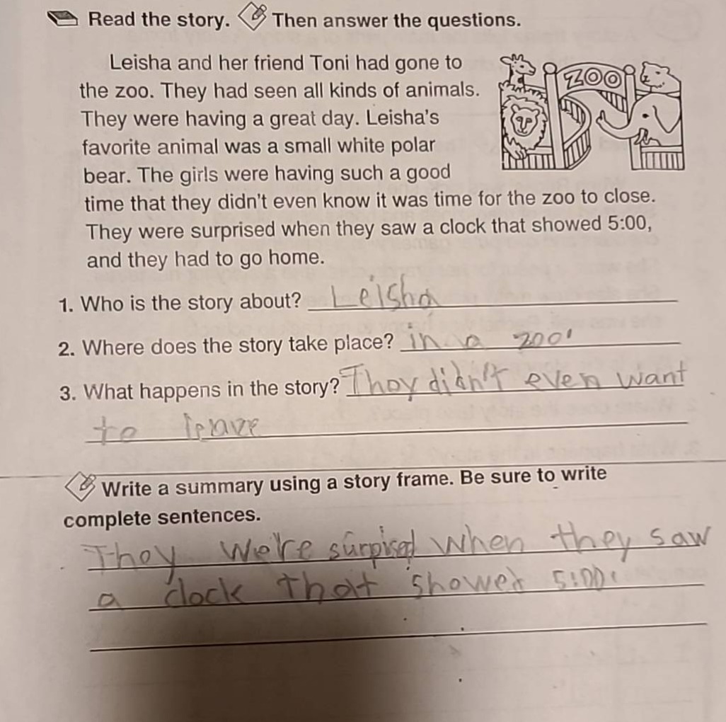 read the story. then answer the questions. leisha and her friend toni h…