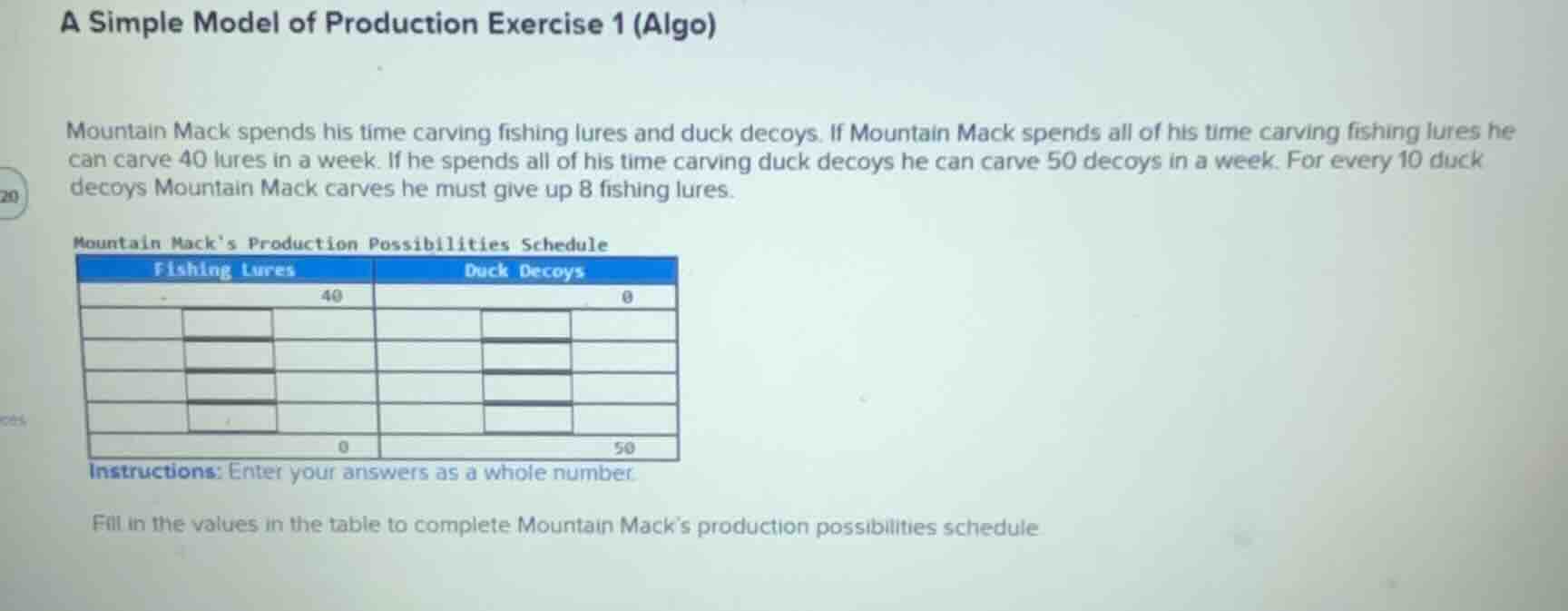 a simple model of production exercise 1 (algo) mountain mack spends his…