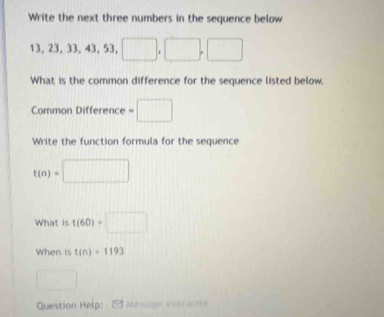 write the next three numbers in the sequence below 13, 23, 33, 43, 53, …