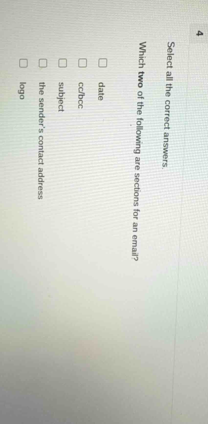 select all the correct answers. which two of the following are sections…