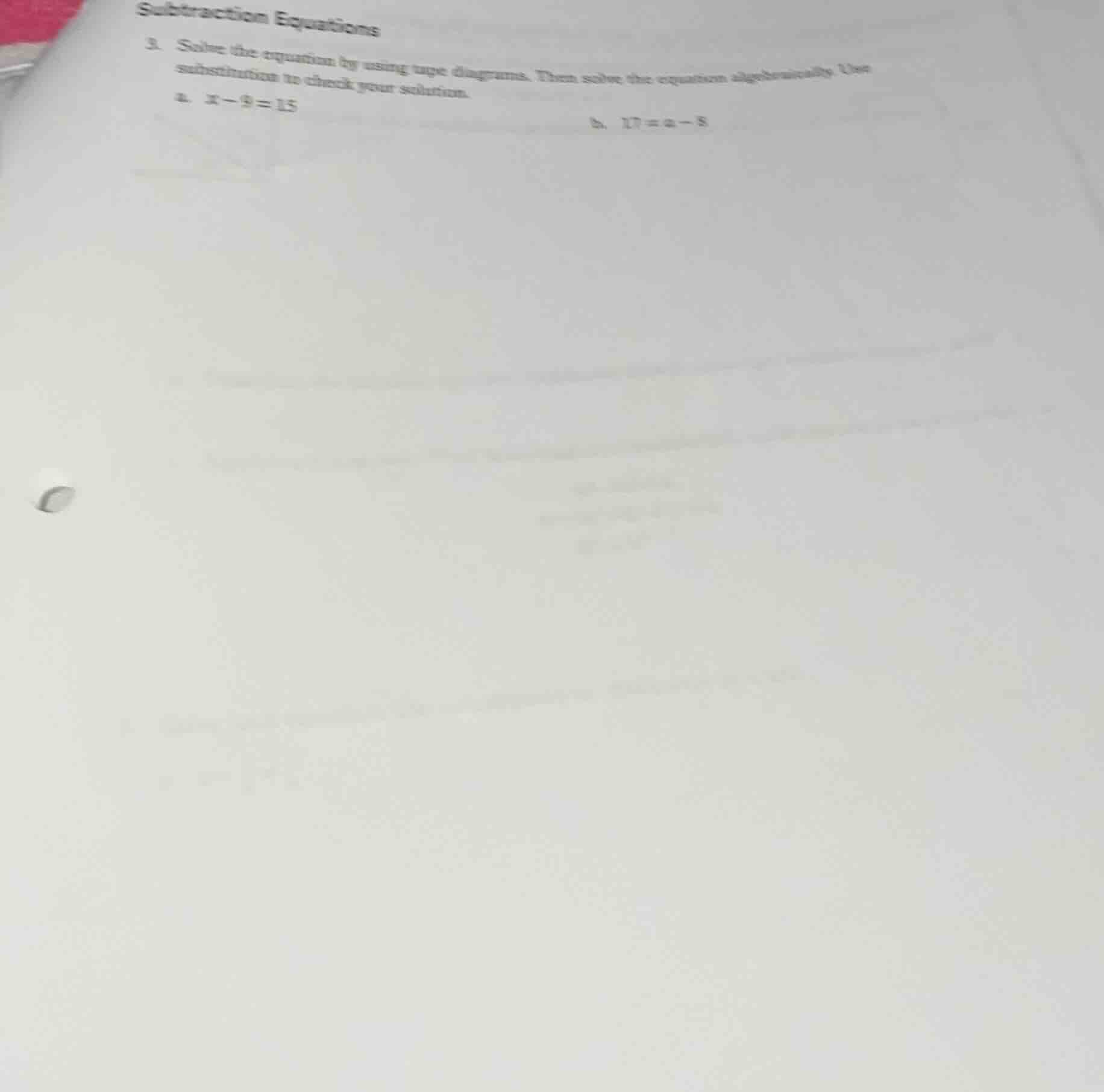 subtraction equations 3. solve the equation by using tape diagrams. the…