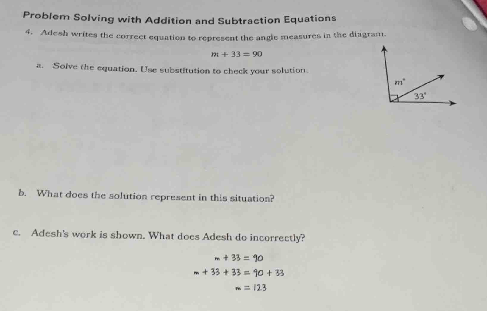 problem solving with addition and subtraction equations 4. adesh writes…