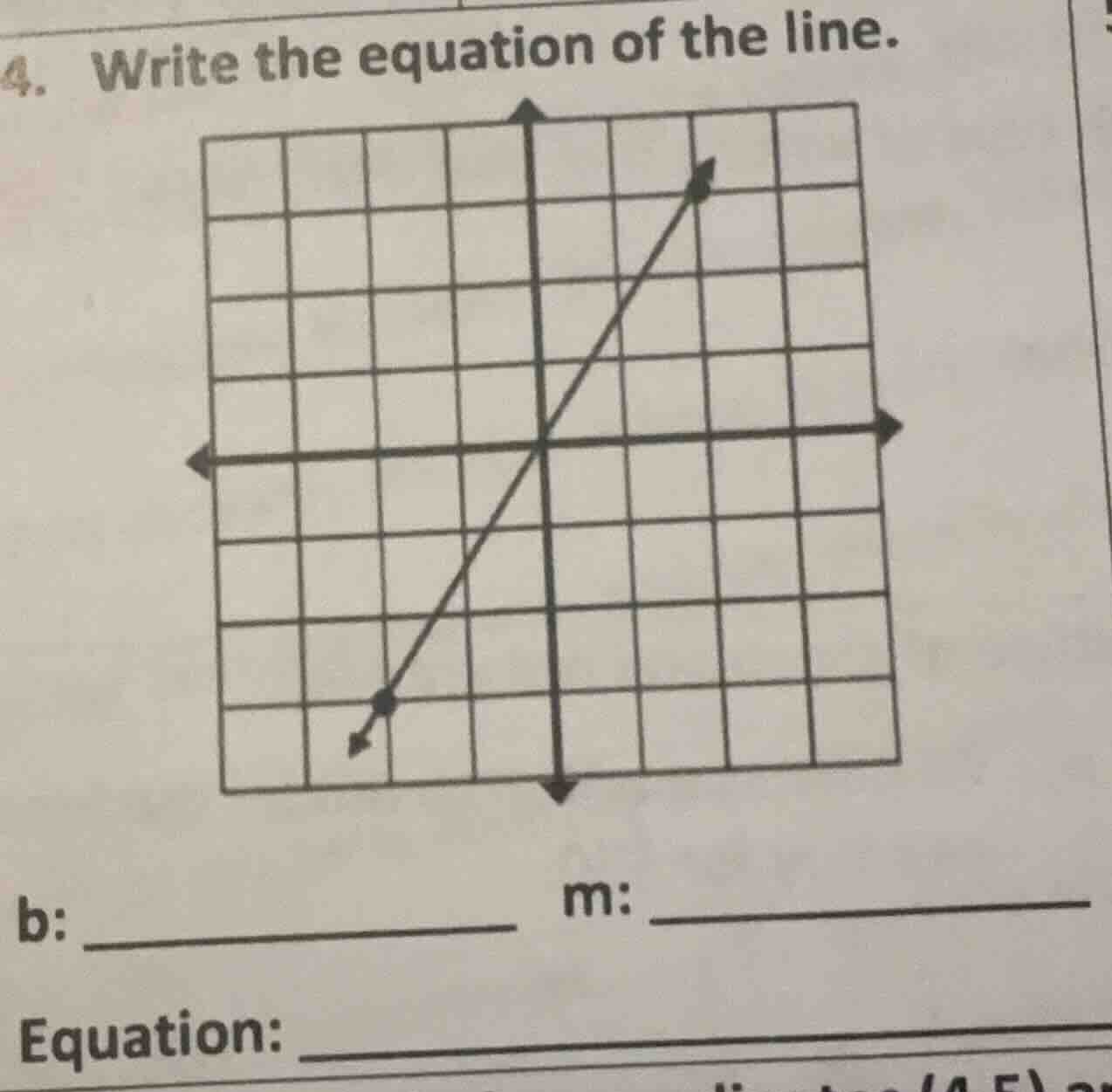 4. write the equation of the line. b: ________________ m: _____________…