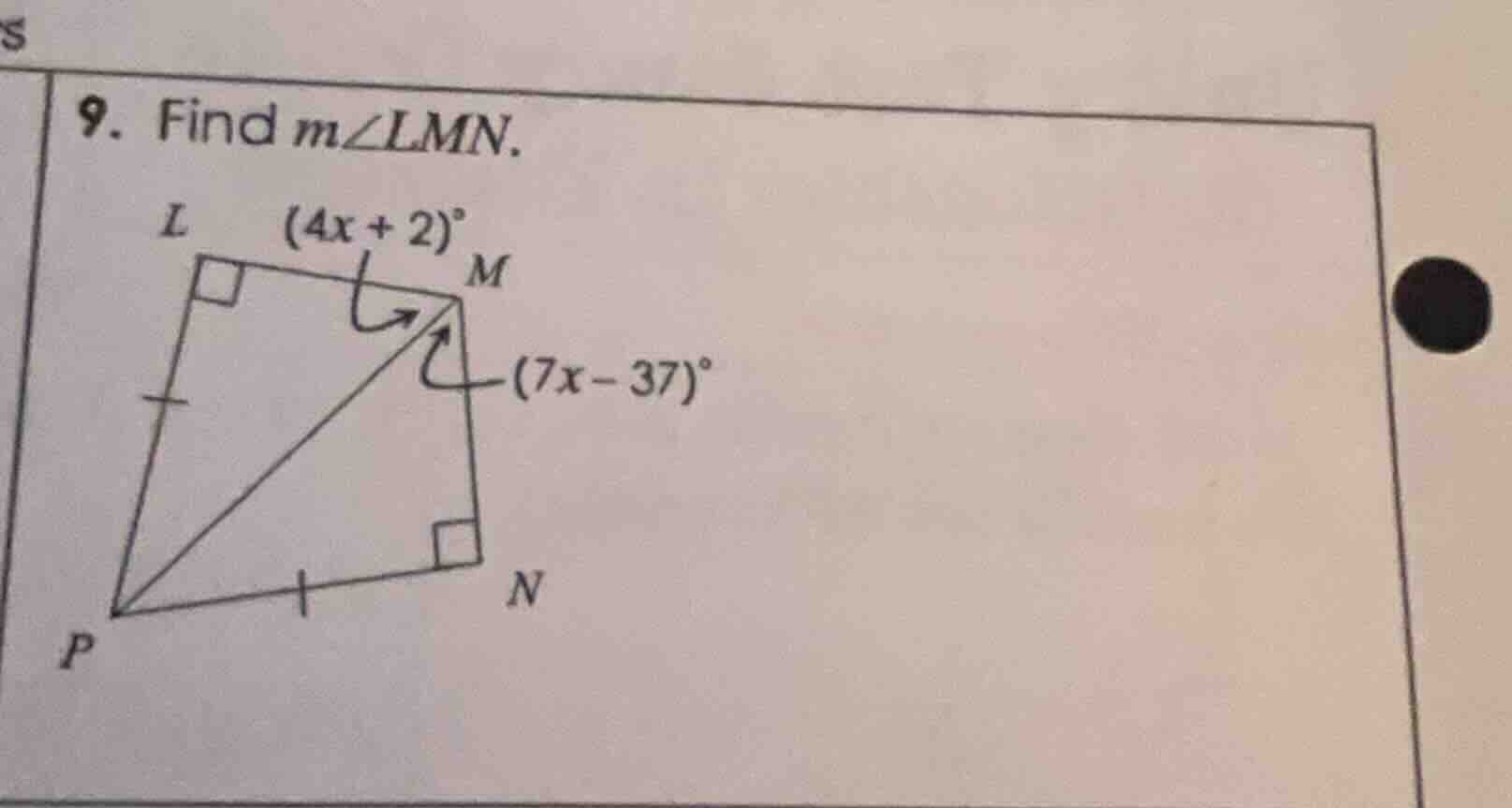 9. find ( mangle lmn ).