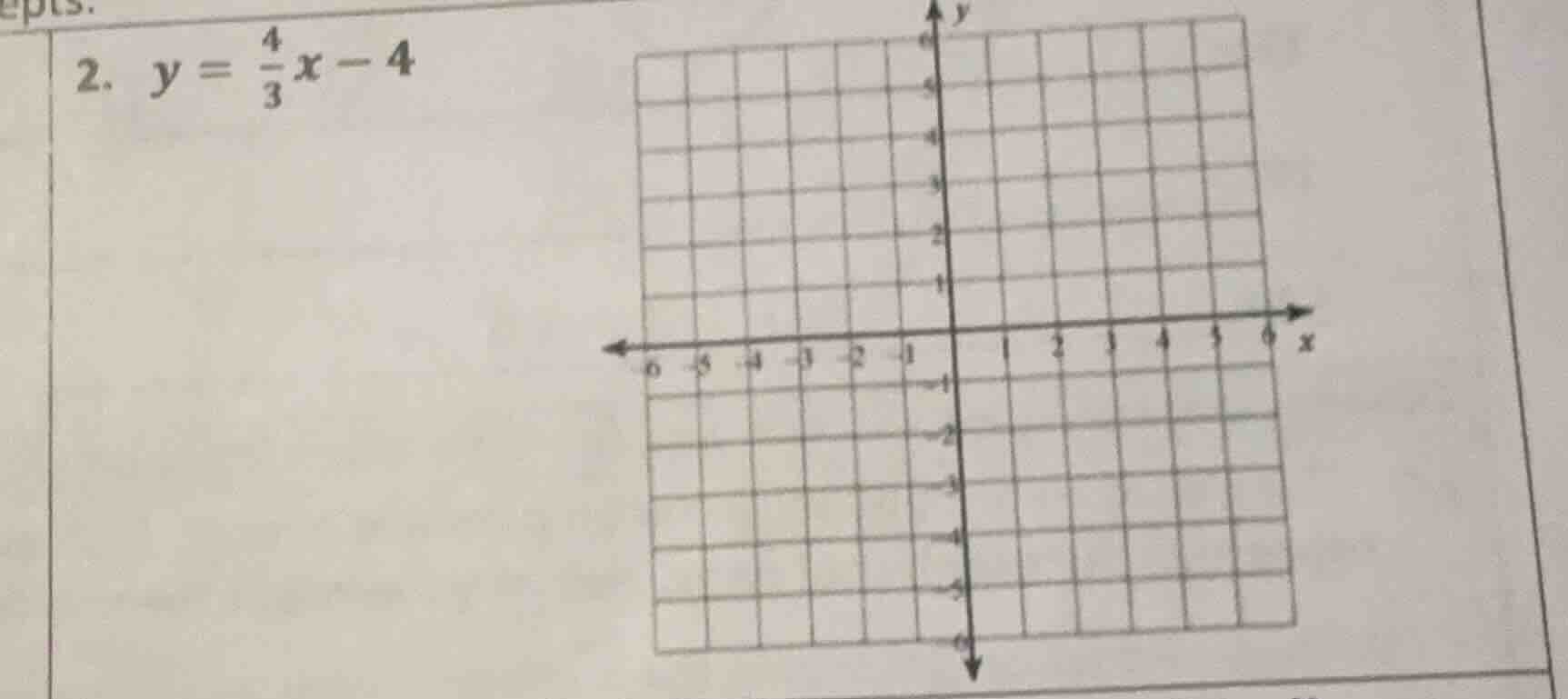 2. $y = \\frac{4}{3}x - 4$