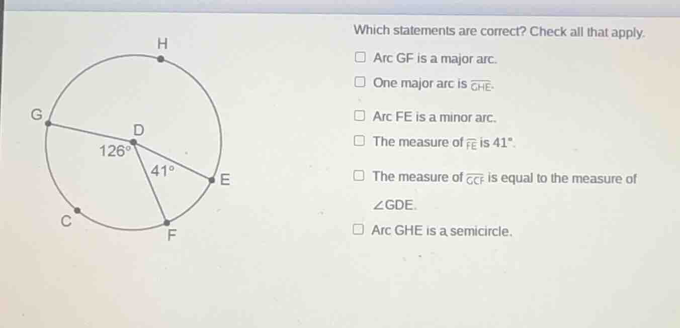 which statements are correct? check all that apply. \\(\\square\\) arc …