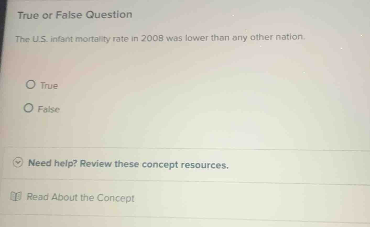 true or false question the u.s. infant mortality rate in 2008 was lower…
